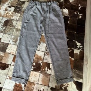 Zara women Black and White Plaid Pants